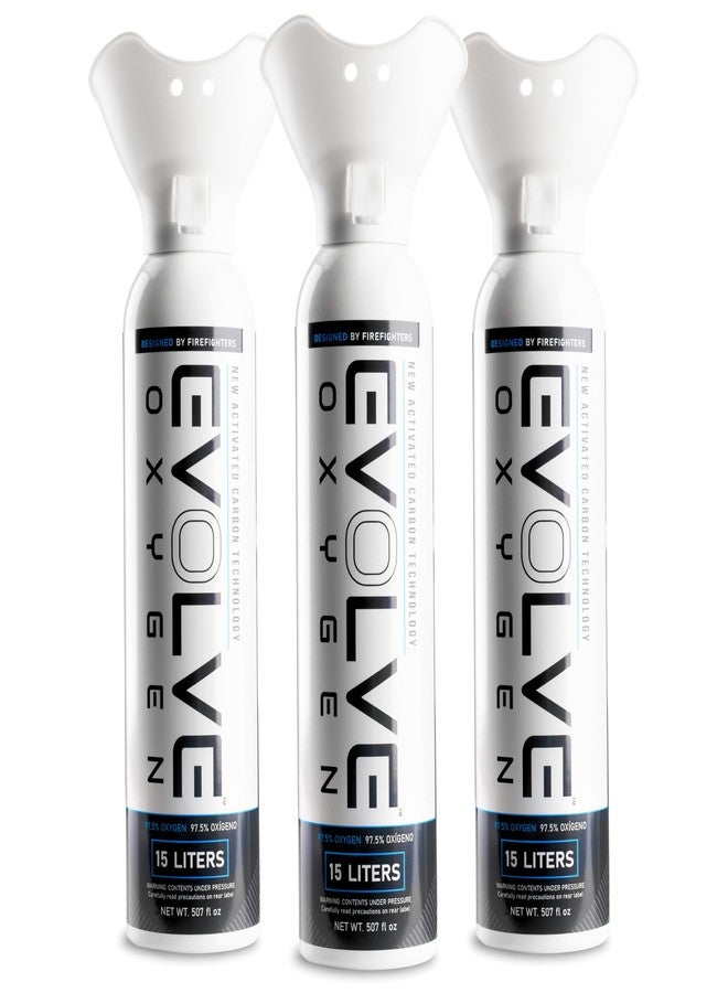 إيفولف عبوة أكسجين نقي من إيفولف سعة 15 لترًا مع كوب تنفس | عبوة أكسجين محمولة | مثالية للاستخدام المنزلي والأنشطة الخارجية | مصممة من قبل رجال الإطفاء | صنع في الولايات المتحدة الأمريكية | عبوة من 3 قطع - Image 1